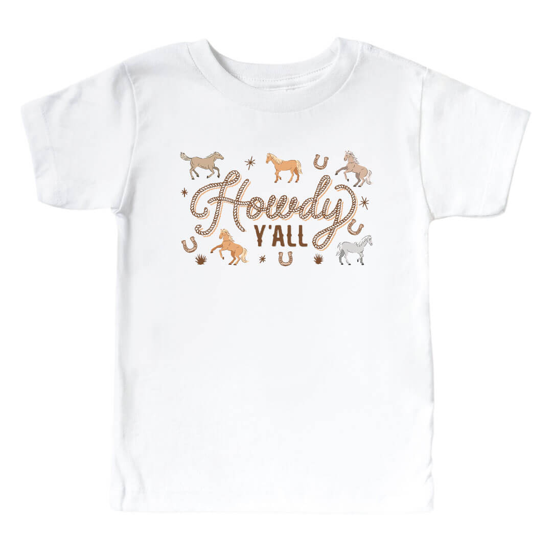 P's Ponies Howdy Y'all Kids Graphic Tee | White