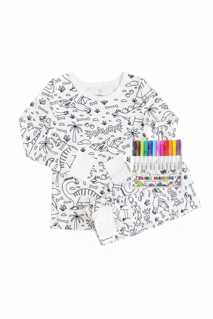 Colorable Two Piece Pajama Set | Jurassic Playground