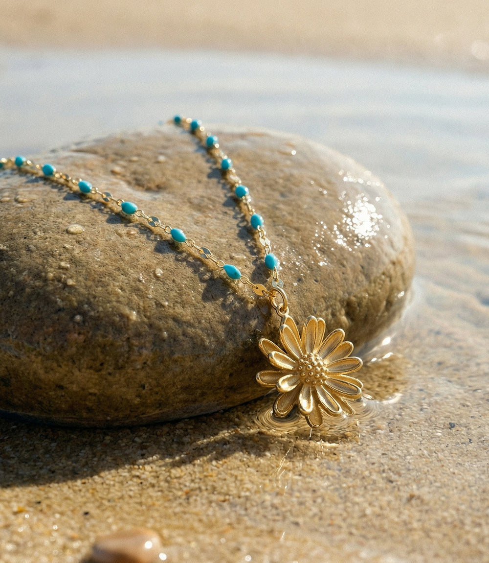 Beaded Sunflower Necklace