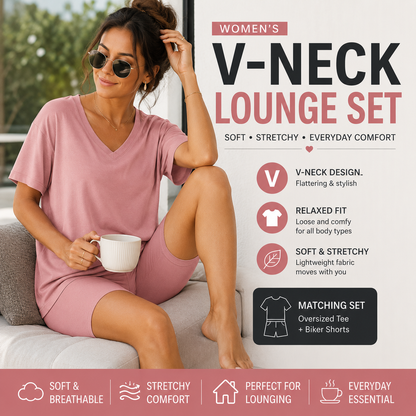 Effortless Summer Lounge Set Oversized Tee + Biker Shorts