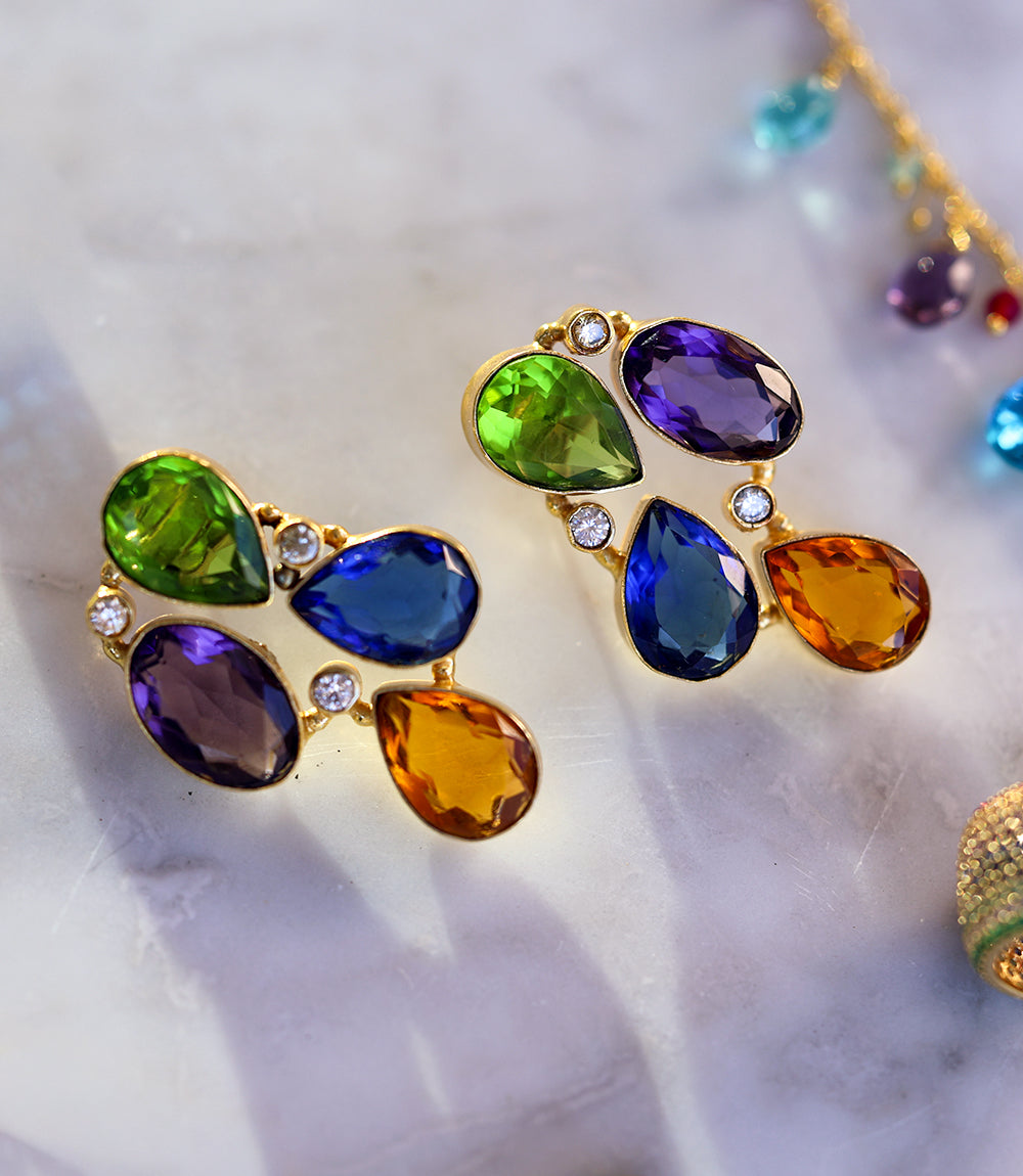 Organic Shape Gemstone Earrings