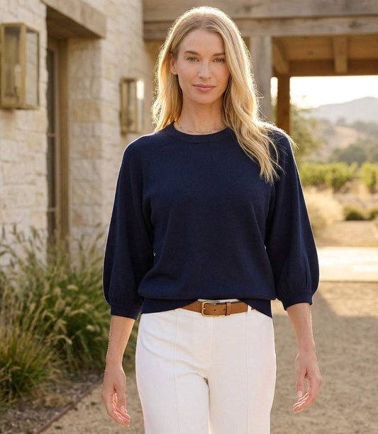 3/4 Puff Sleeve Raglan Sweater