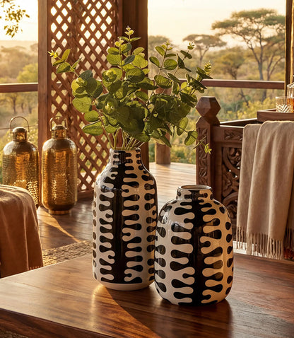 Tall Black And White Ceramic Vase
