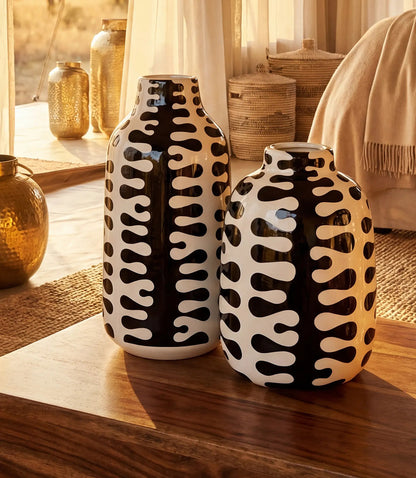 Tall Black And White Ceramic Vase