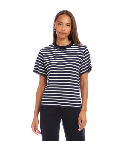 Petite Size Stripe Short Sleeve Top