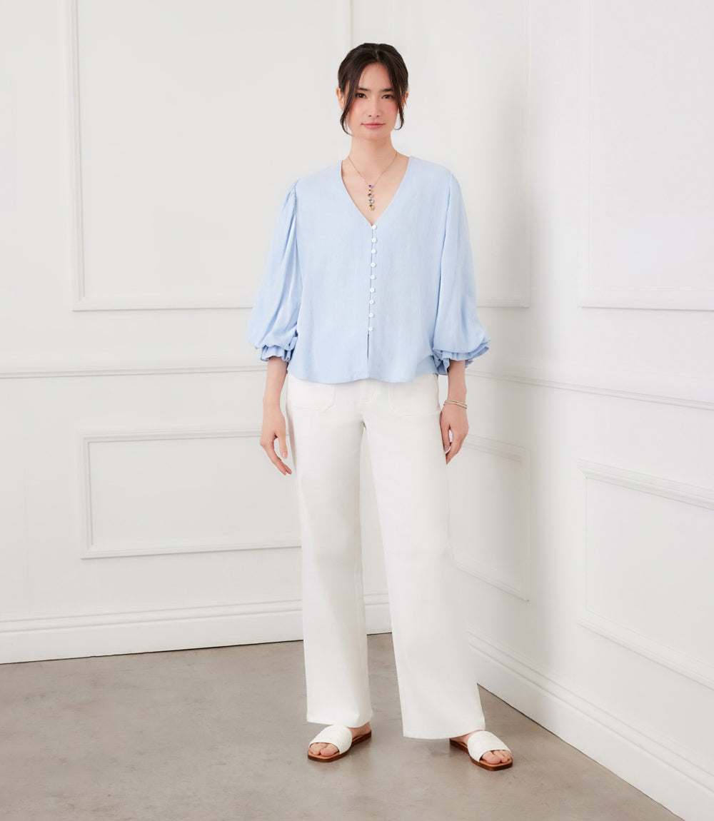 Layered Sleeve Shirred Blouse