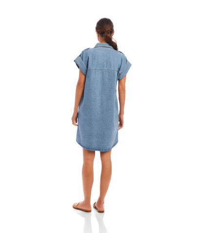 Cap Sleeve Denim Shirtdress