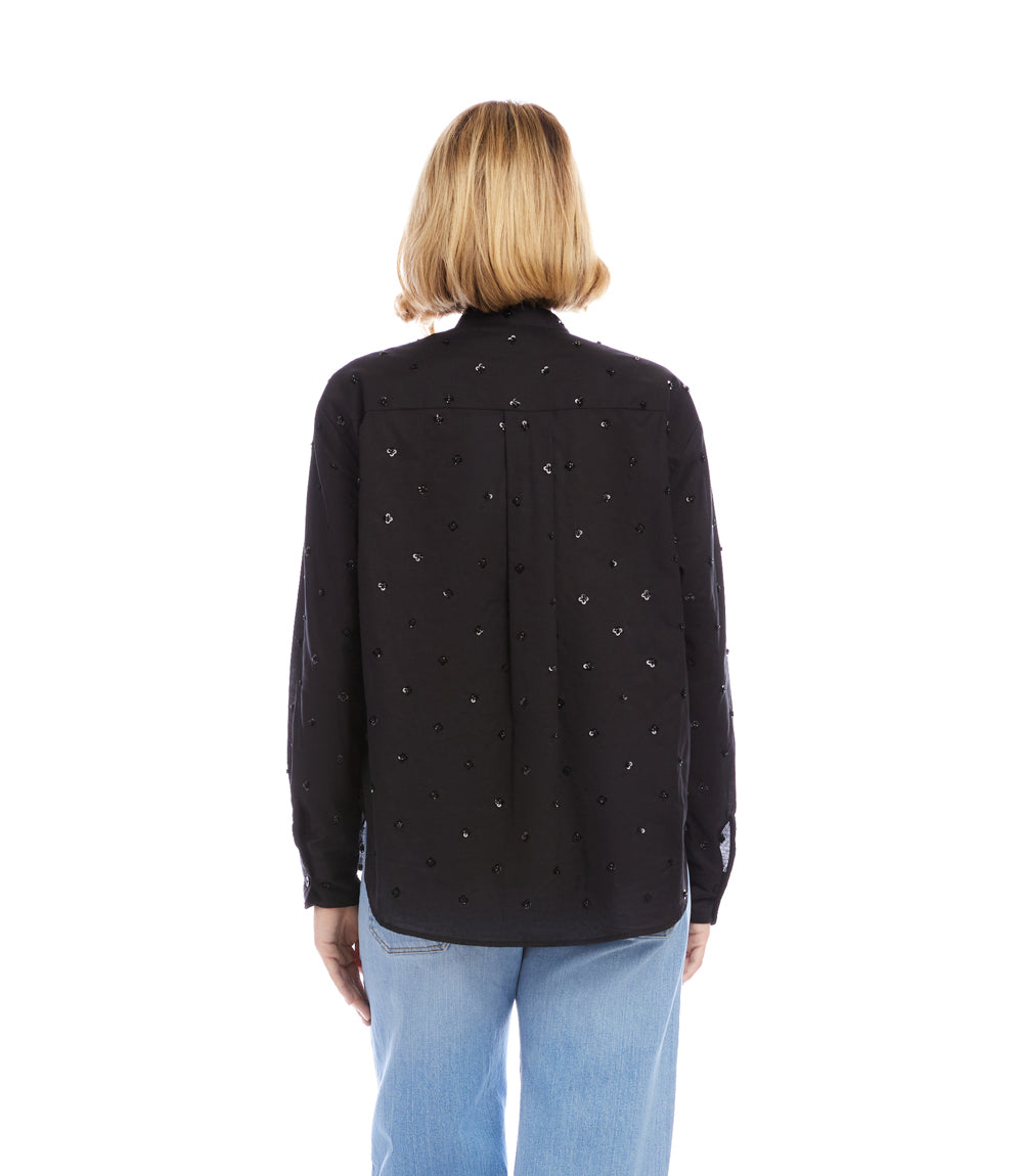 Long Sleeve Beaded Sequin Shirt