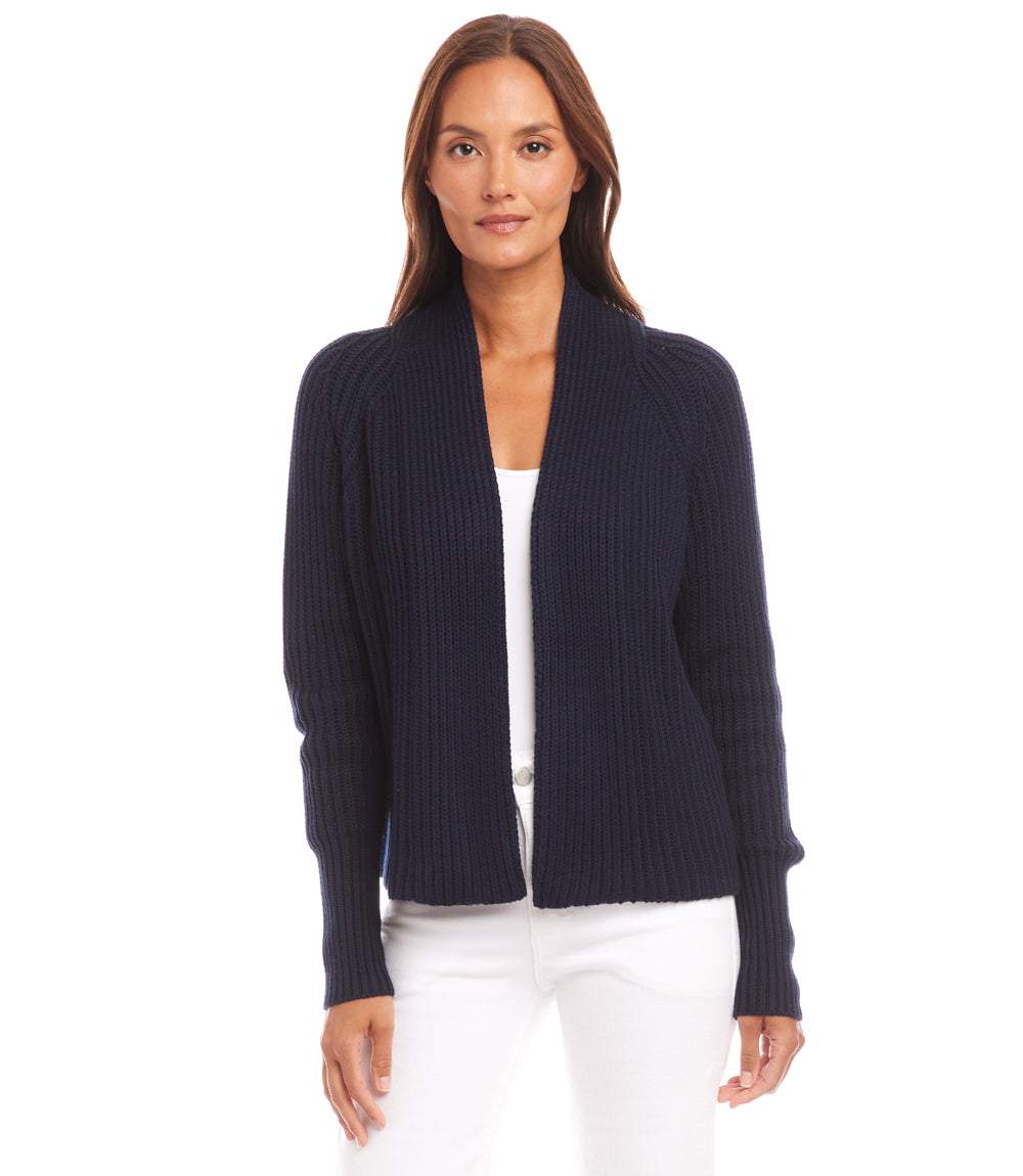 Cropped Open Front Cardigan Sweater