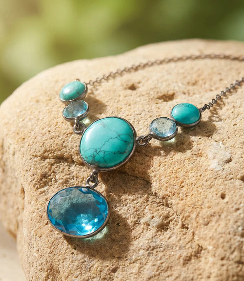Turquoise And Blue Topaz Statement Necklace
