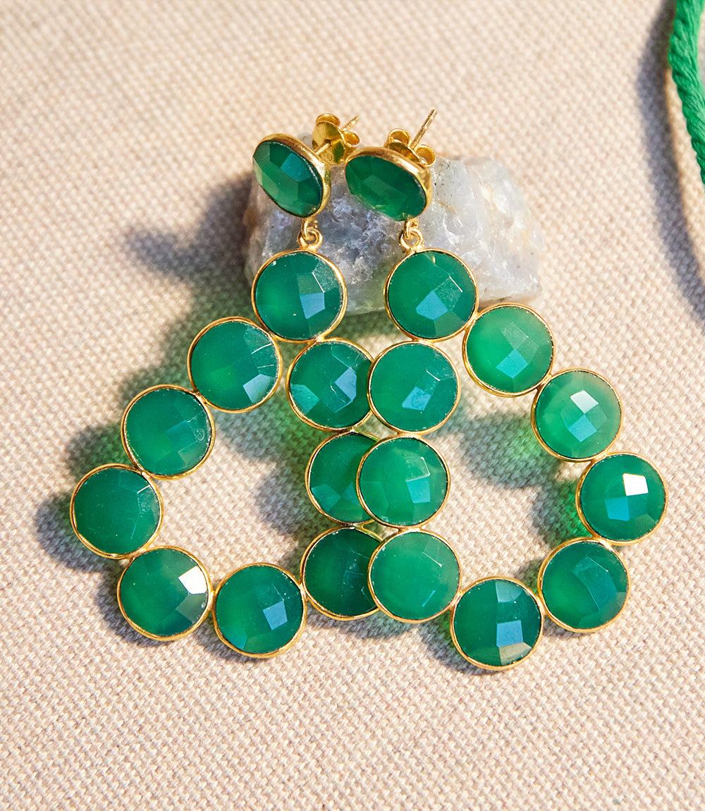 Gemstone Bezel Drop Earrings