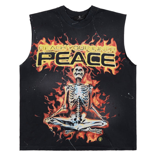 Inner Peace Skeleton Sleeveless Tee | Black