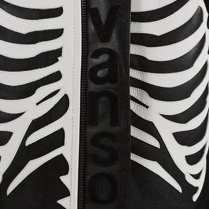 Bones Flat Leather Jacket | Black/White