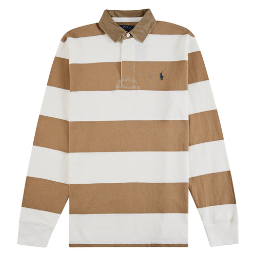 Khaki-Collar Rugby Shirt | Cafe Tan/Trophy Cream