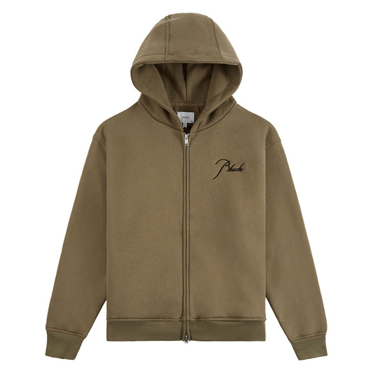 Classique Zip Up Hoodie | Moss Green/Black