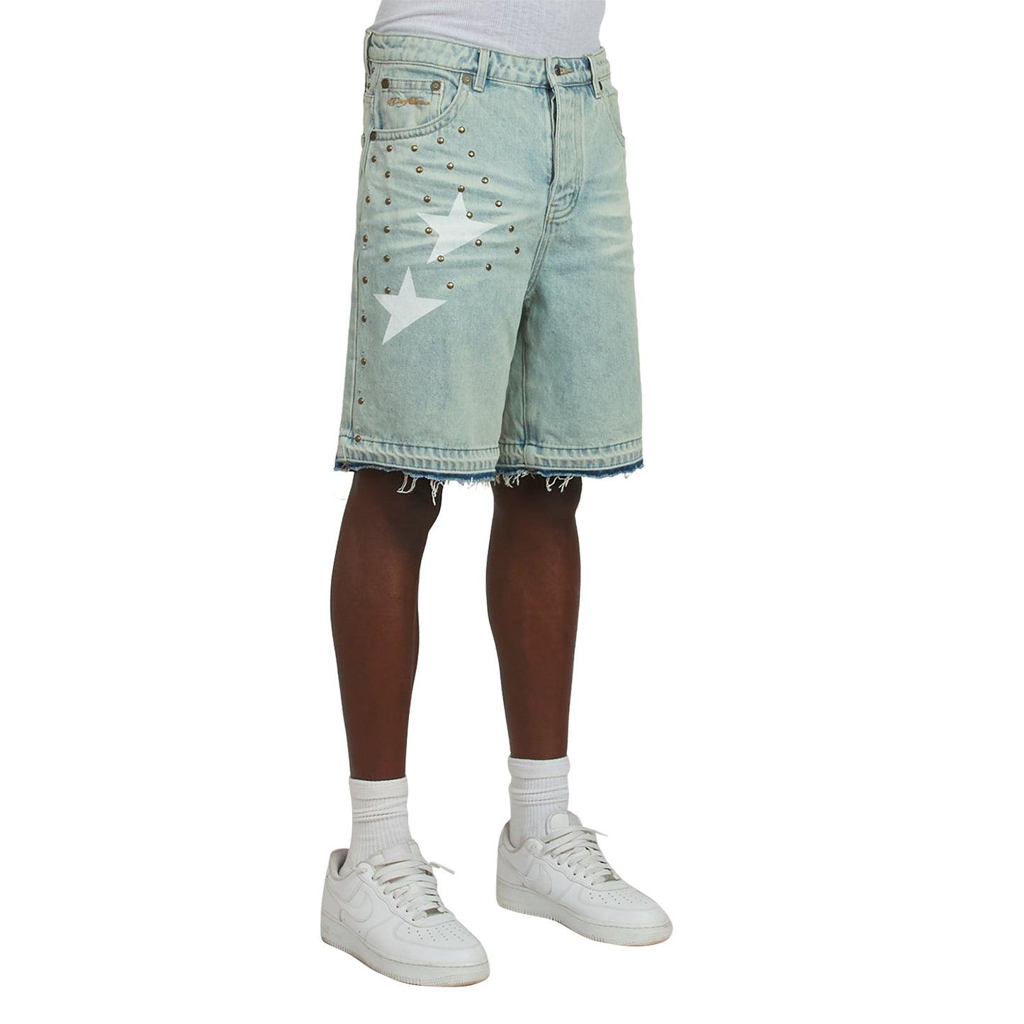 Half star Denim Short | Acid White/White