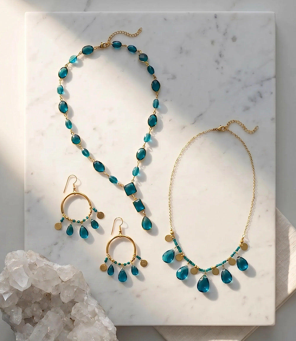 Teal Topaz Lariat Necklace