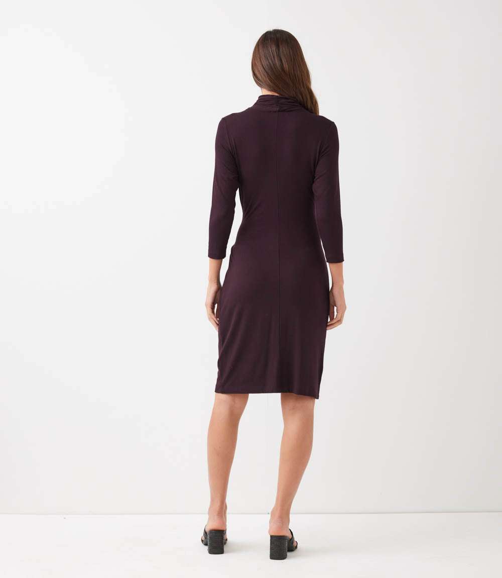 3/4 Sleeve Cascade Wrap Dress