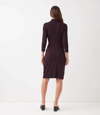 3/4 Sleeve Cascade Wrap Dress