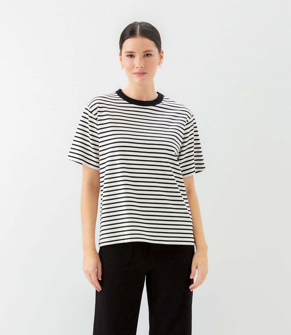 Stripe Short Sleeve Top
