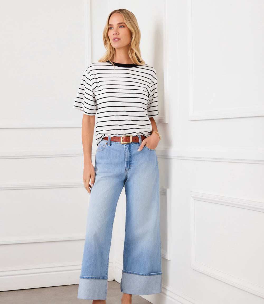 Stripe Short Sleeve Top