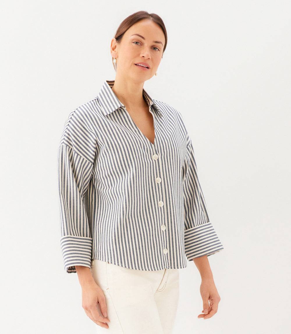 Stripe Cuffed Sleeve Top