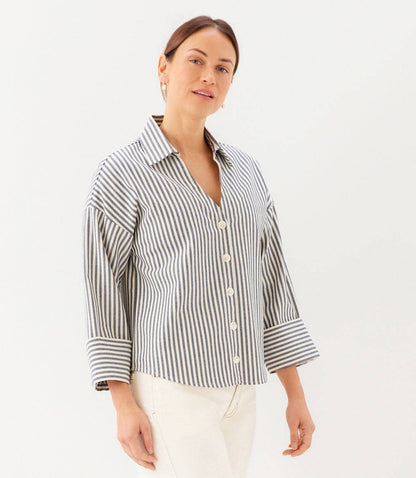 Stripe Cuffed Sleeve Top