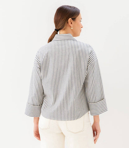 Stripe Cuffed Sleeve Top