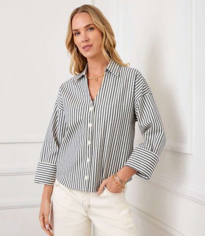 Stripe Cuffed Sleeve Top
