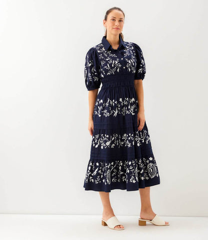 Puff Sleeve Embroidered Dress