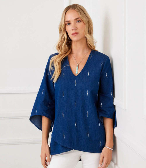 Bracelet Sleeve Embellished Asymmetric Top