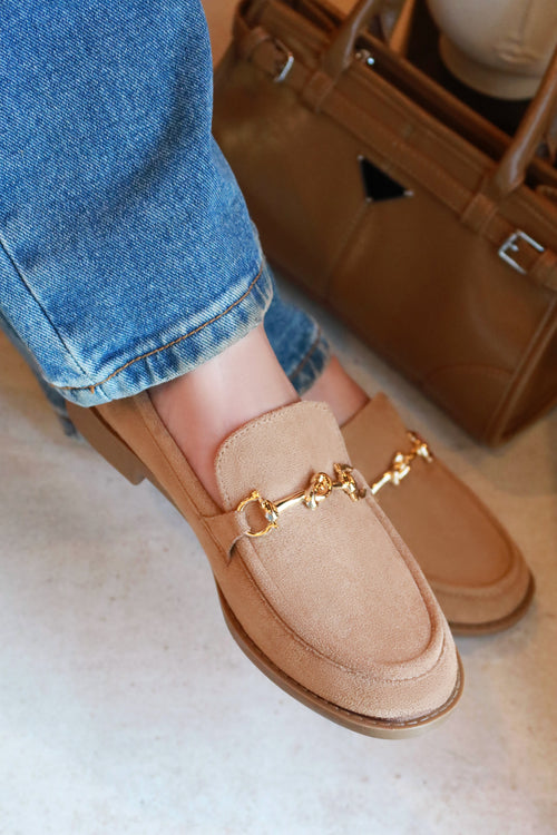 Caroline Loafer Flats - Camel Suede