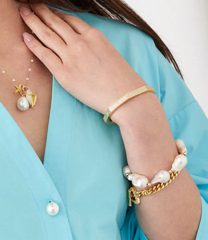 Pearl Beaded Ocean Charm Necklace