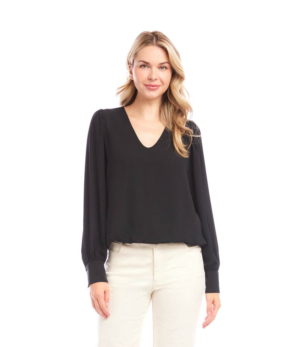 Puff Sleeve V-Neck Top