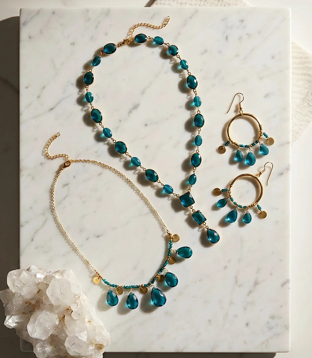 Teal Topaz Dangle Earrings