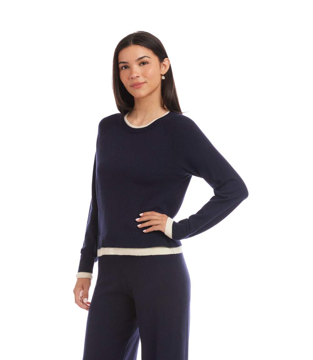 Contrast Crewneck Sweater