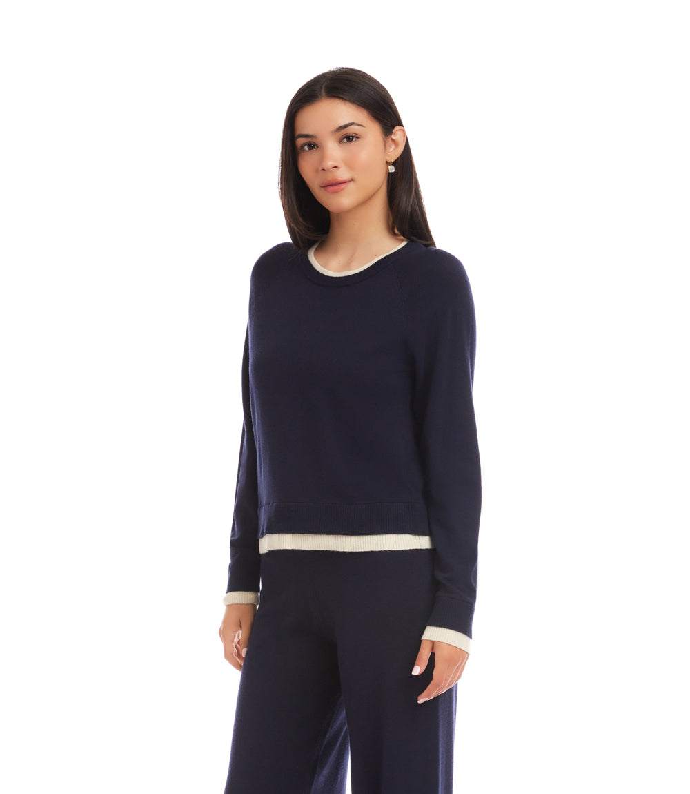 Contrast Crewneck Sweater