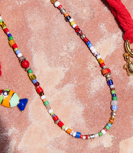 African Trade Beads Necklace