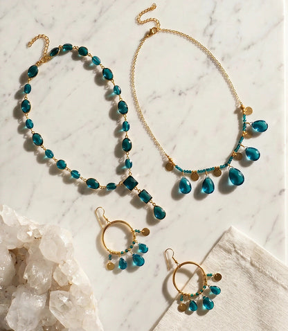 Teal Topaz Lariat Necklace