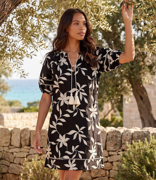 Puff Sleeve Tassel Dress