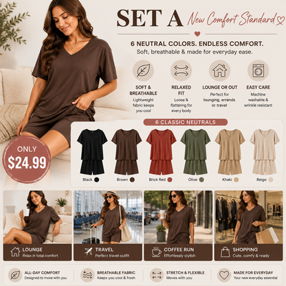 Effortless Summer Lounge Set Oversized Tee + Biker Shorts