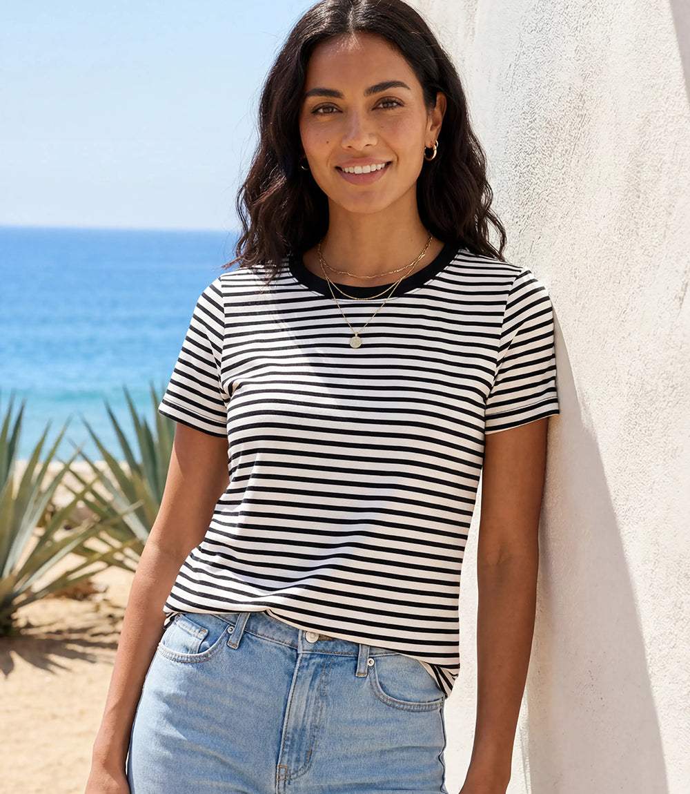 Stripe Short Sleeve Top