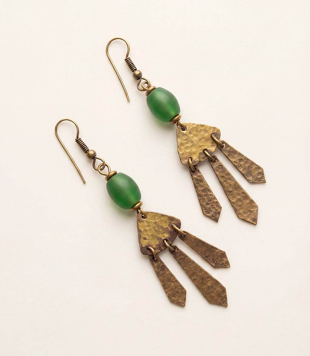 Hammered Brass Dangle Earrings