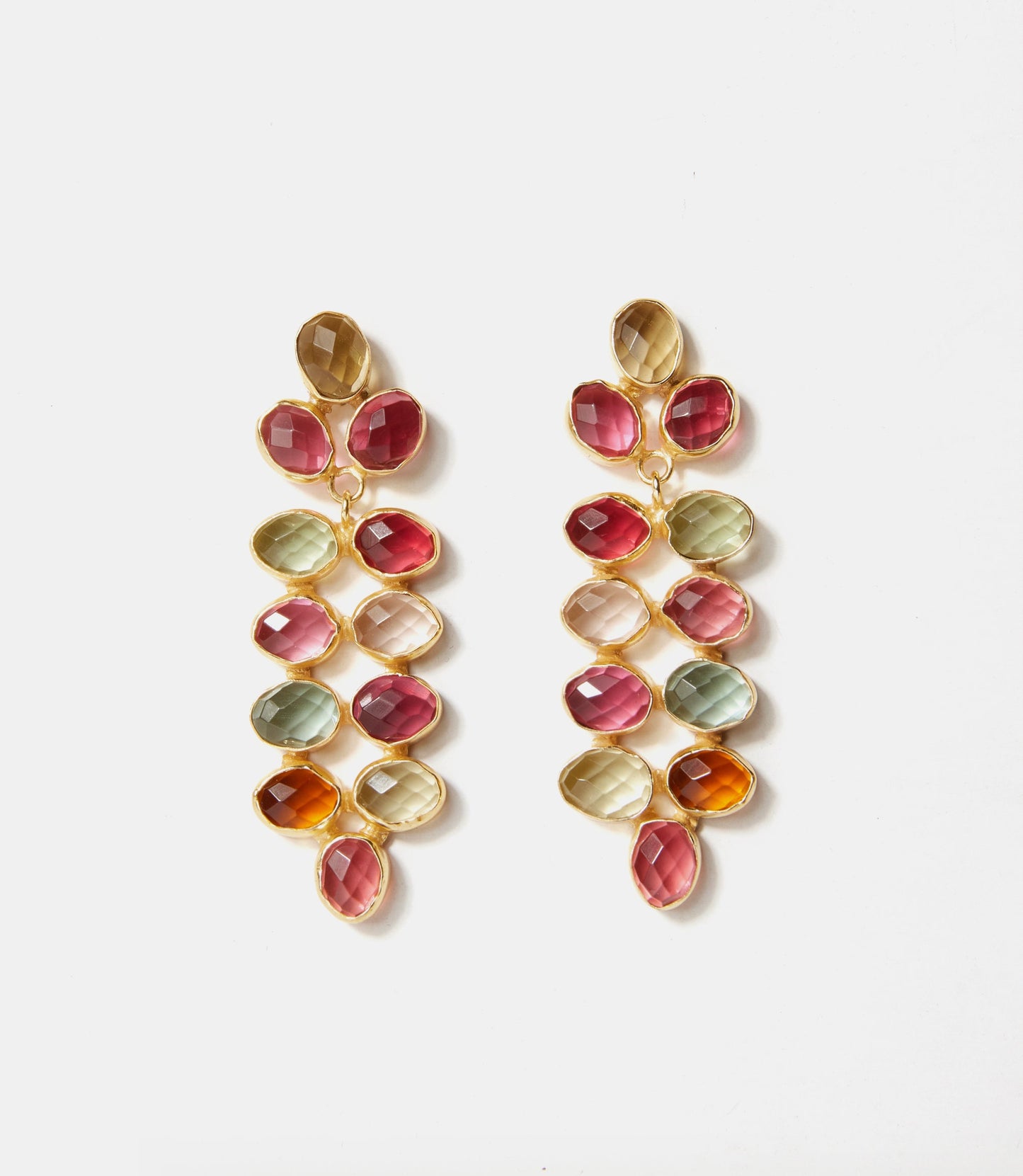 Multi Color Beaded Gemstone Earrings