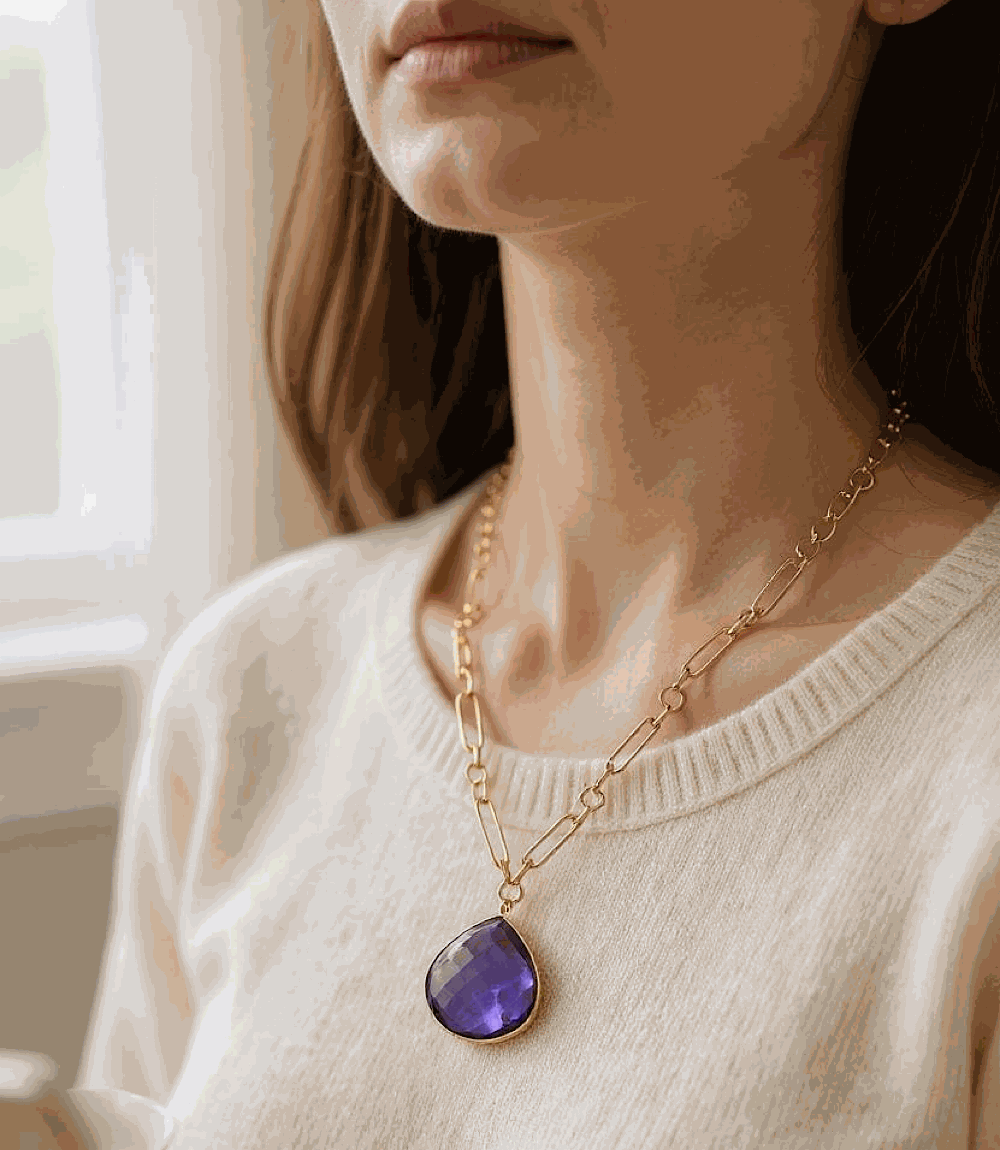 Amethyst Quartz Pendant Necklace