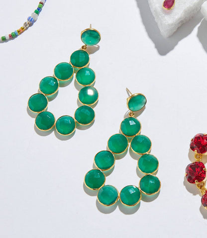 Gemstone Bezel Drop Earrings