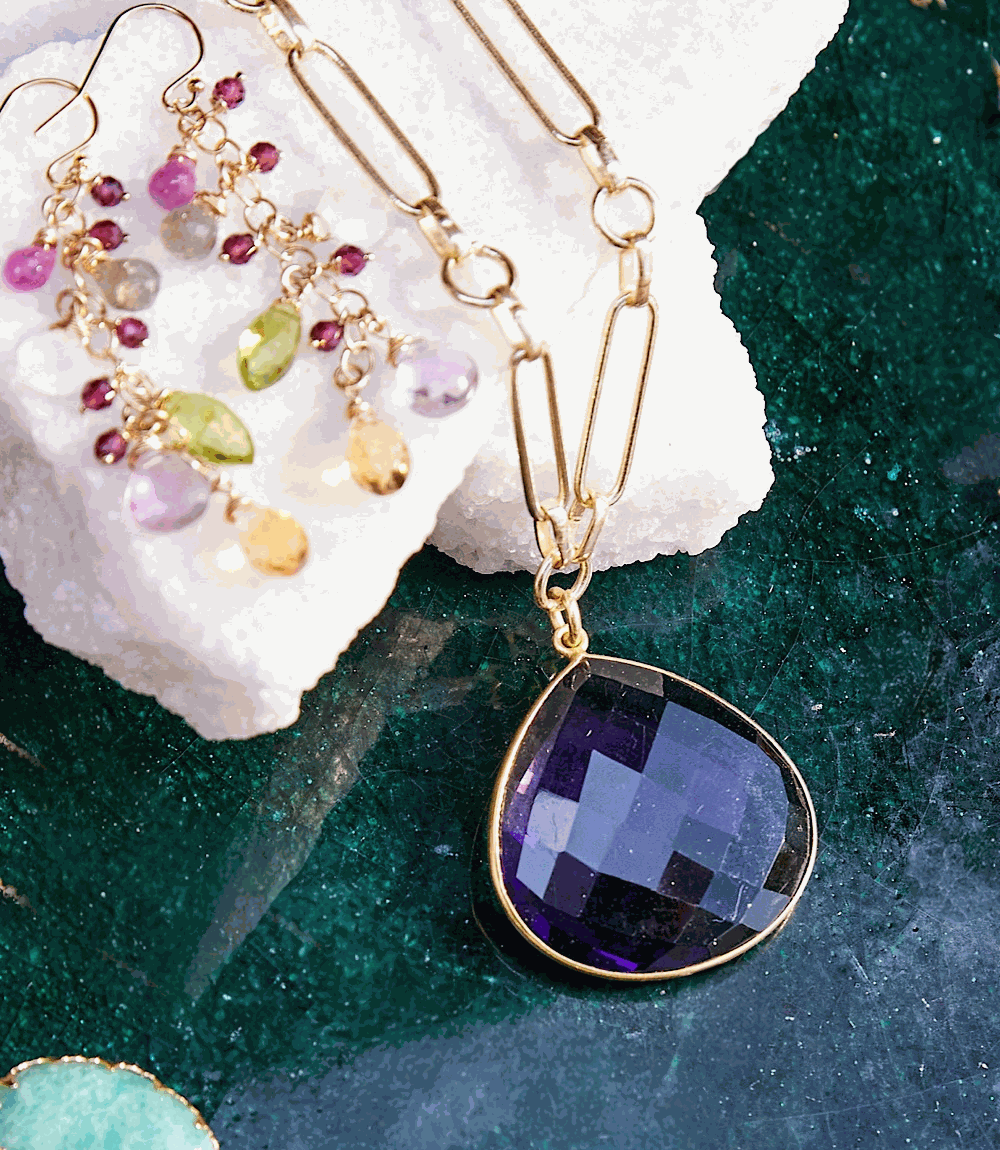 Amethyst Quartz Pendant Necklace