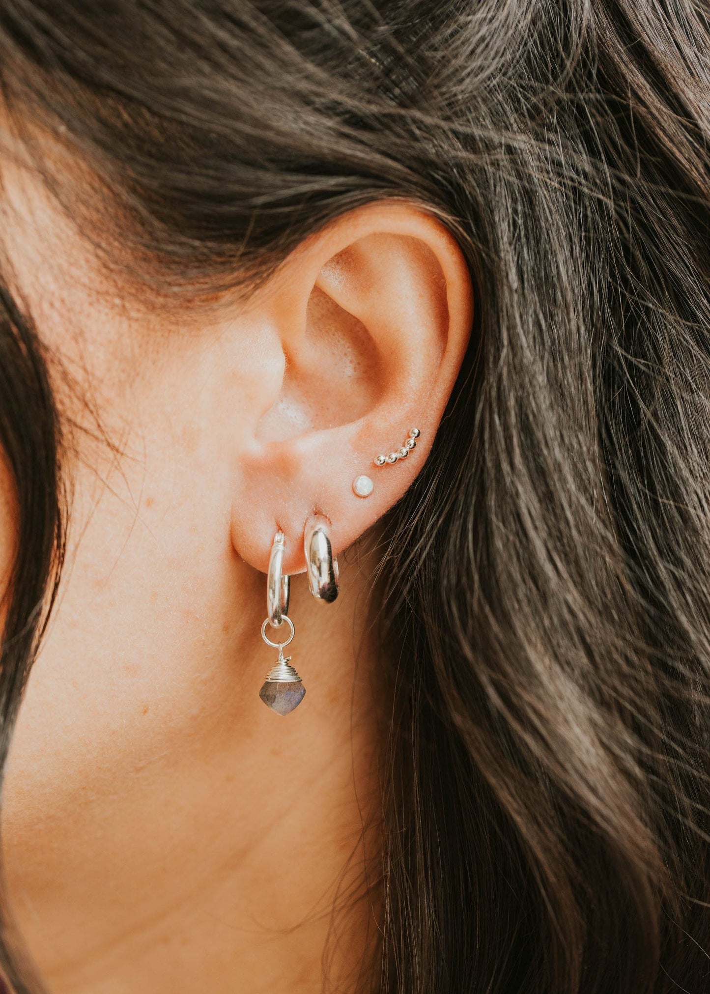 Bold Dome Earring Set - Silver