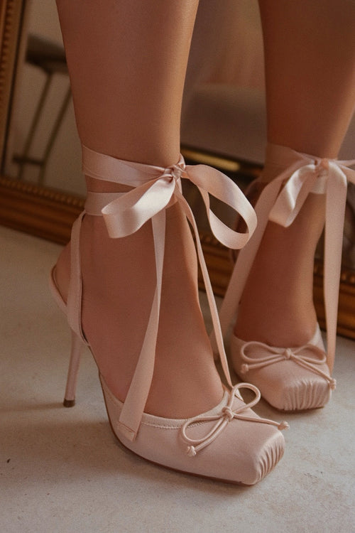 Klara Ballet Lace Up Heels - Nude