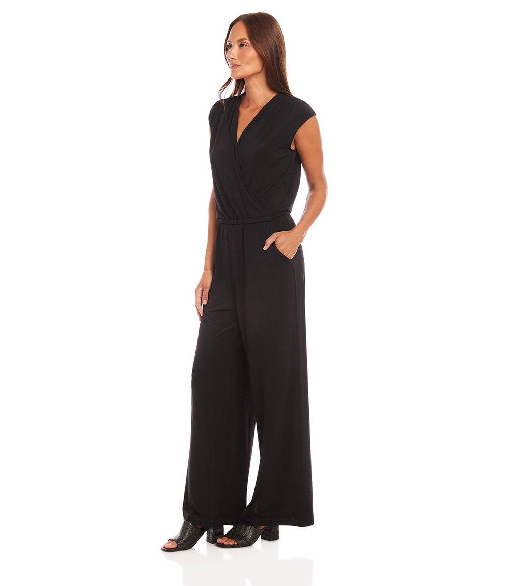 Petite Size Sleeveless Travel Jersey Jumpsuit